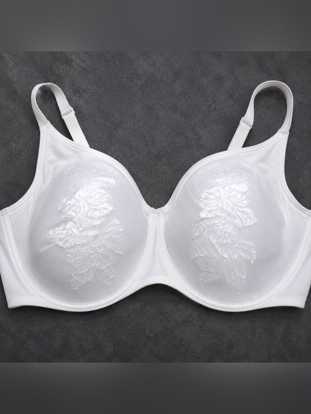 Lilyette Maidenform 953 Minimizer Bra 42DD White Floral Full Coverage Underwire